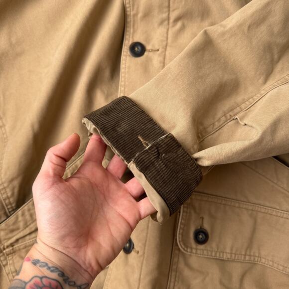 Vintage Orvis Chore Barn Coat Jacket Men's 2XL Brown Canvas Corduroy 6845 - Picture 4 of 11